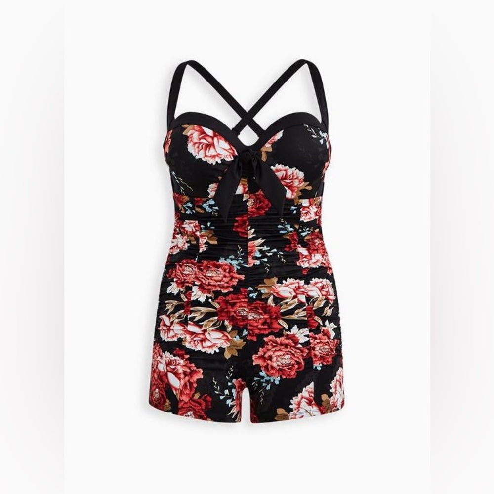 Torrid Retro Wired Swim Romper - Floral